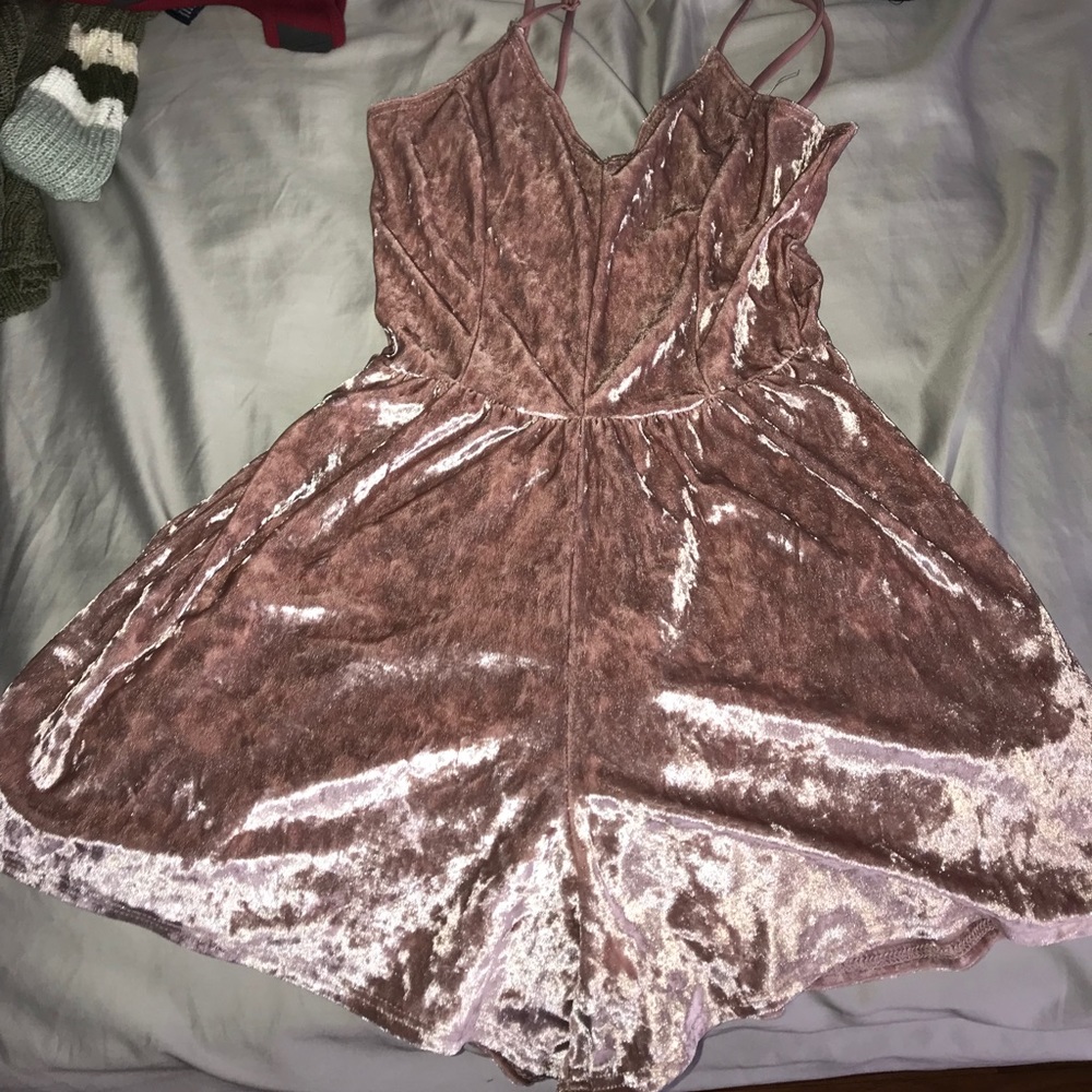 Pink velvet romper! Perfect condition